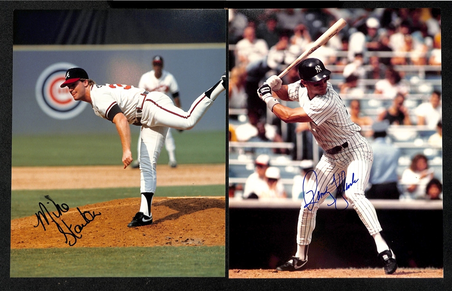 Lot of (15) Signed 8x10 Photos w. Phil Rizzuto, Catfish Hunter, Steve Carlton, Mark Grace, +